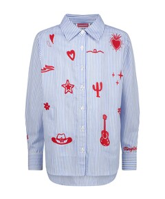 Blouse lange mouw blauw