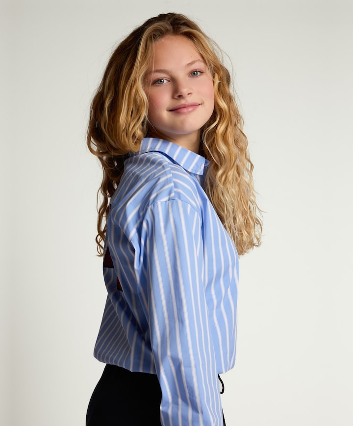 Meisjes blouse lange mouw blauw