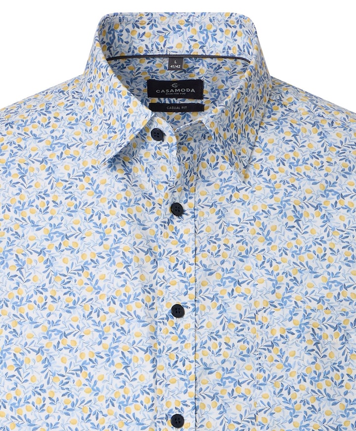 Heren overhemd korte mouw geel