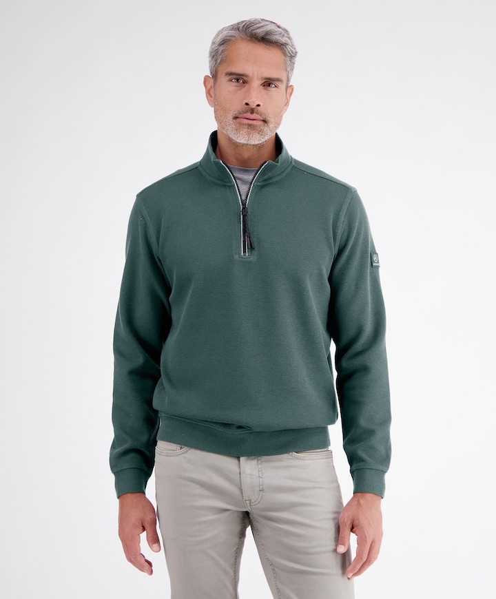 Heren trui met rits groen
