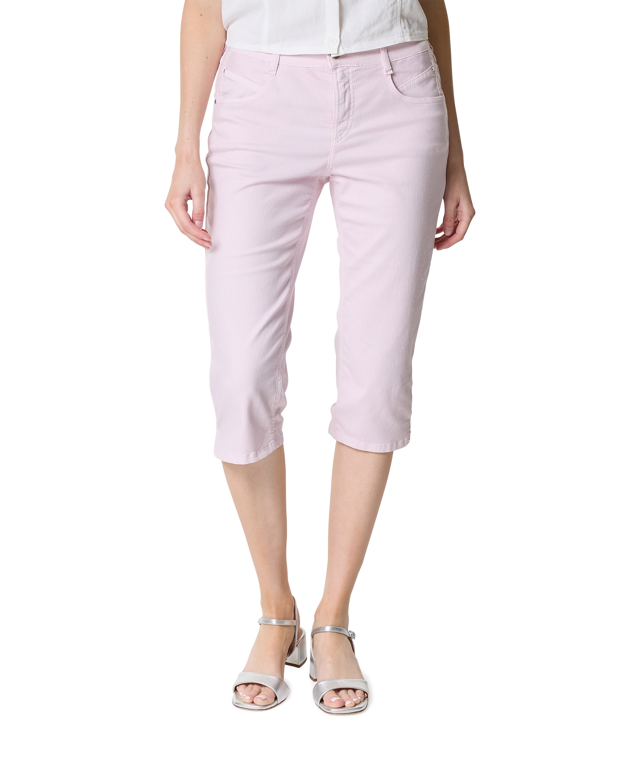 5-Pocket Slim dames capri broek roze