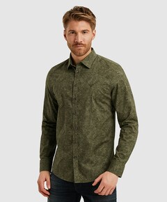 Heren overhemd lange mouw groen