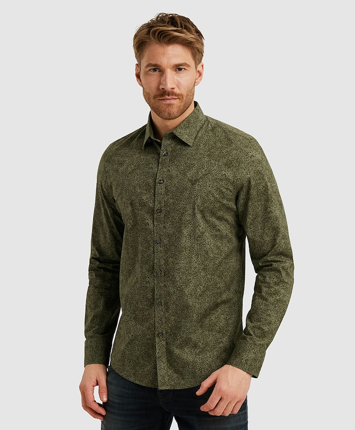 Heren overhemd lange mouw groen