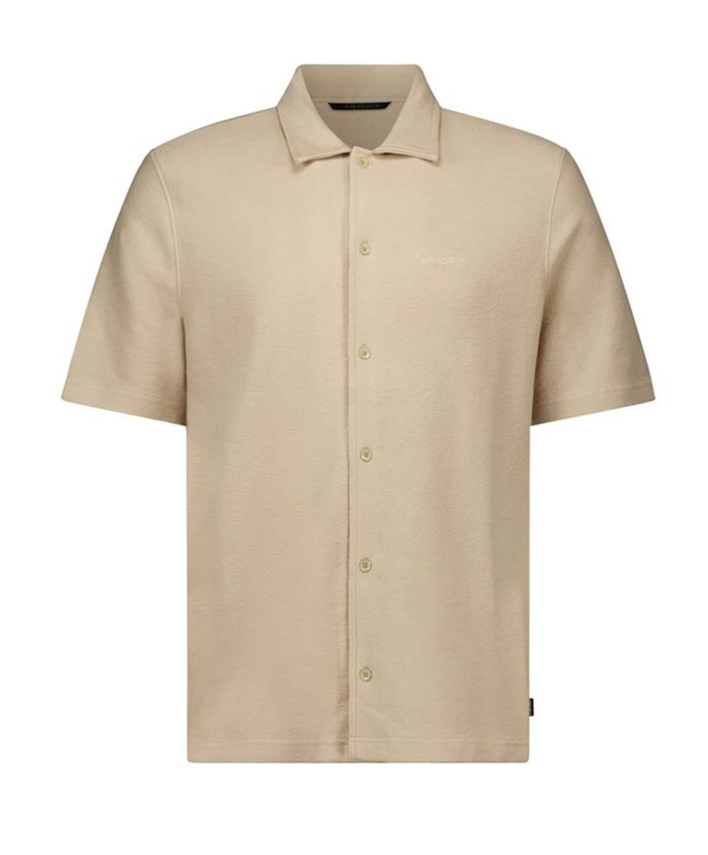 Heren overhemd korte mouw beige