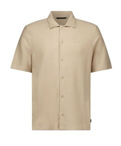 Heren overhemd korte mouw beige