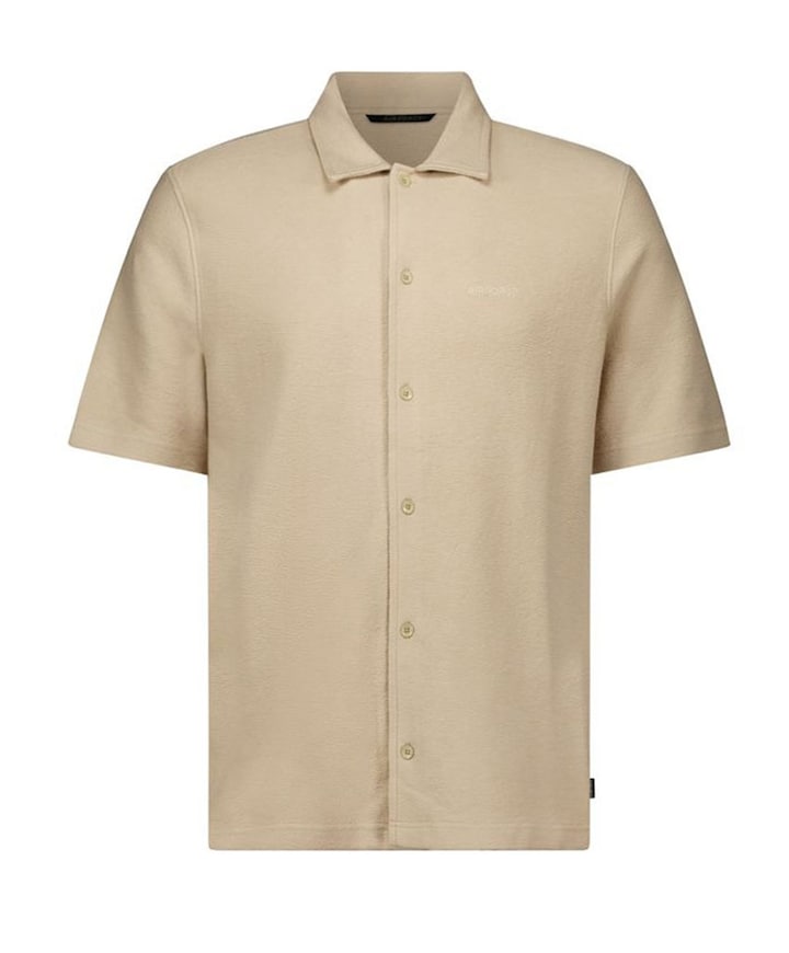 Heren overhemd korte mouw beige