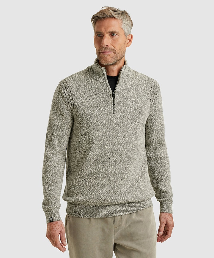 Heren trui met rits grijs