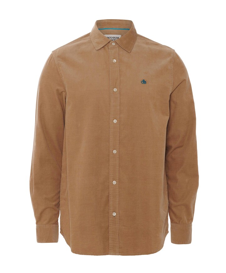 Heren overhemd lange mouw beige