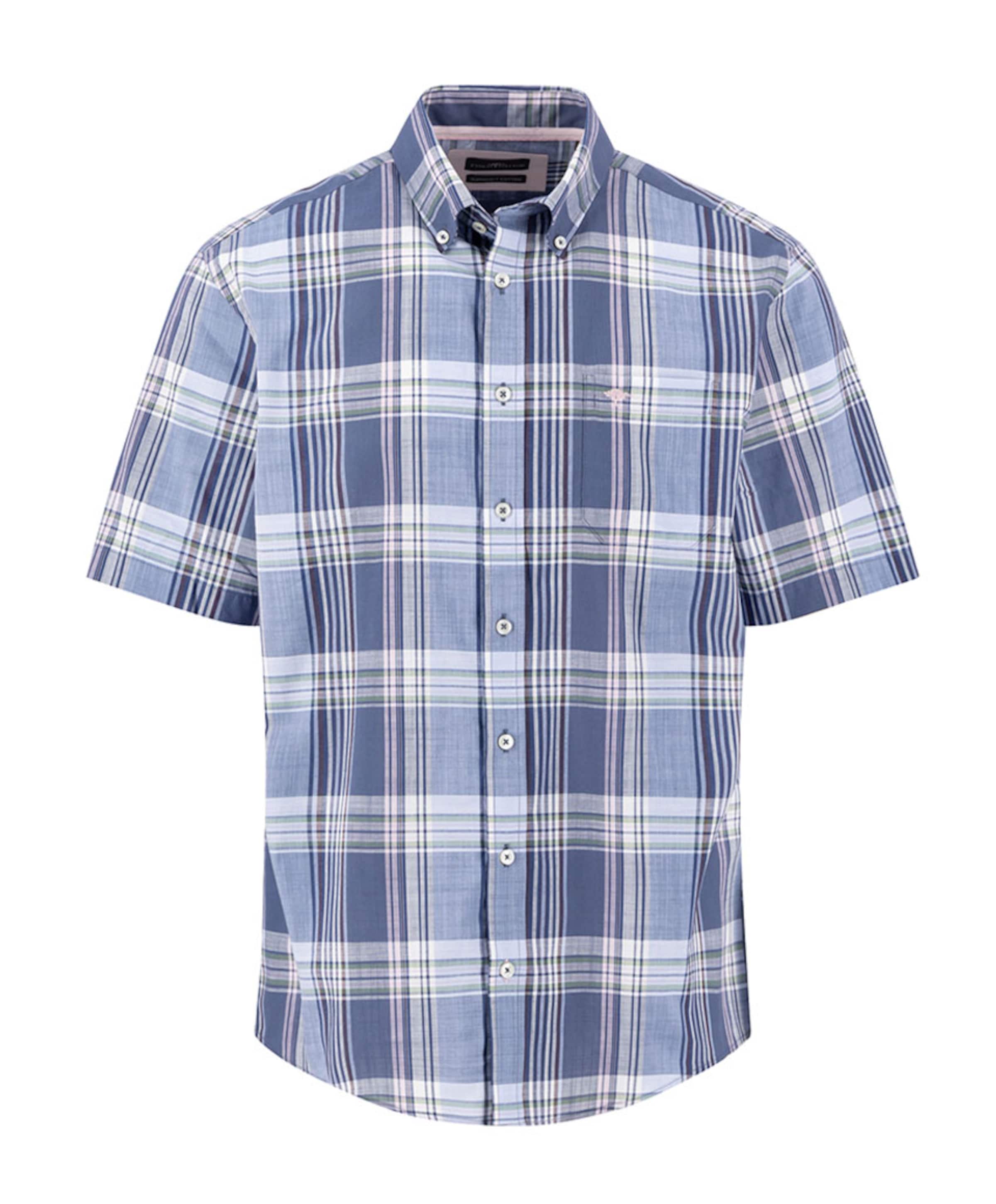 Heren overhemd korte mouw blauw