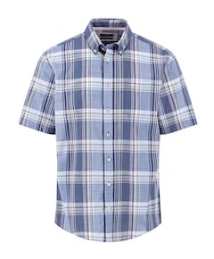 Heren overhemd korte mouw blauw