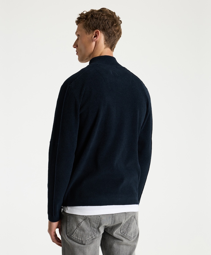 Heren trui met rits blauw