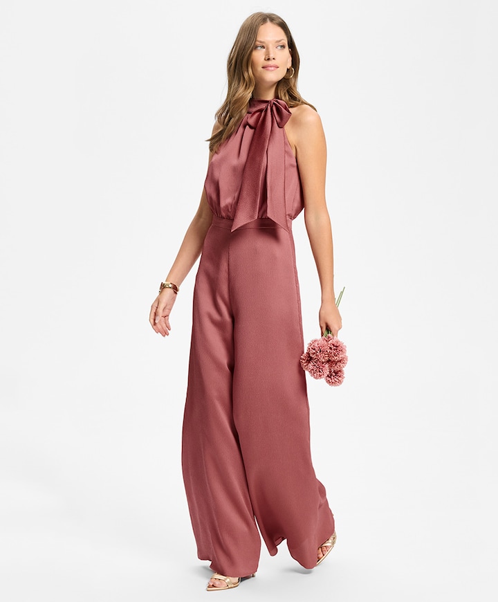 Jumpsuit mit Schluppe aus geh?mmert dames jumpsuit roze
