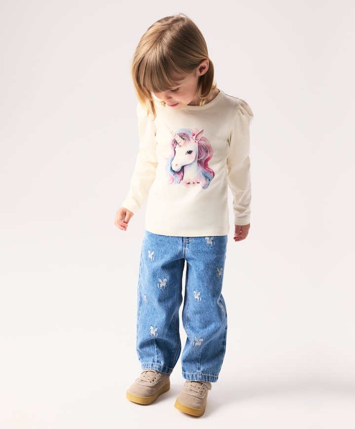 NMFBELLA BARREL GLITTER 4577- meisjes jeans blauw