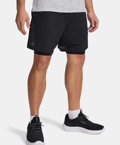 Ua Tech Vent 2in1 blk short zwart