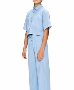 Meisjes blouse korte mouw blauw