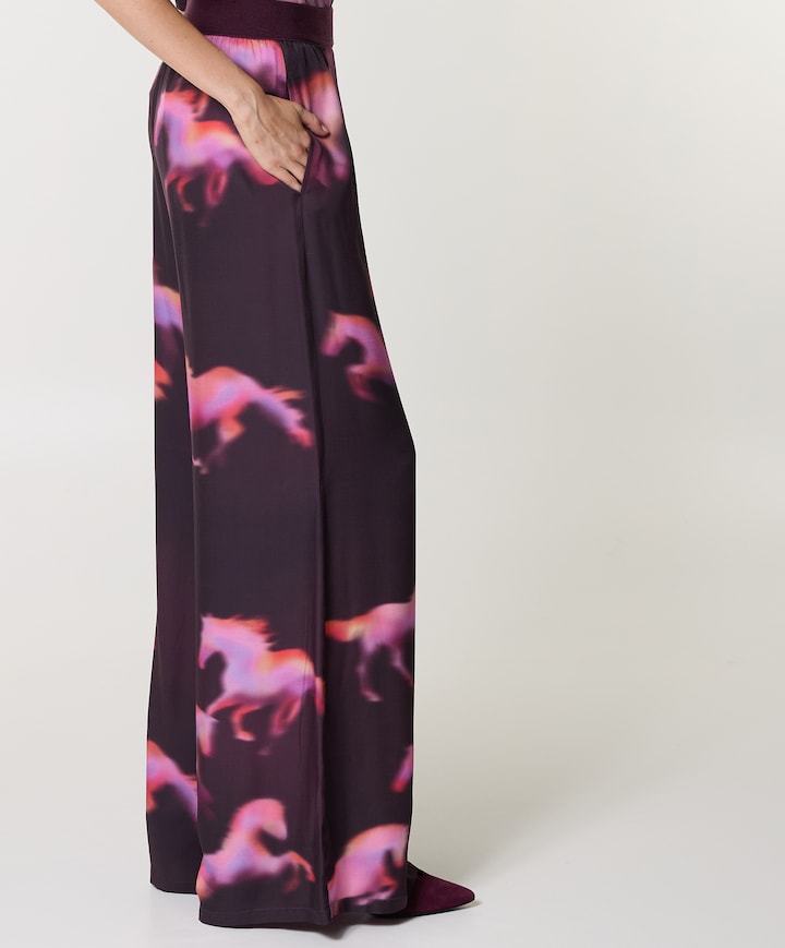 bedrukt-recht dames broek multicolor