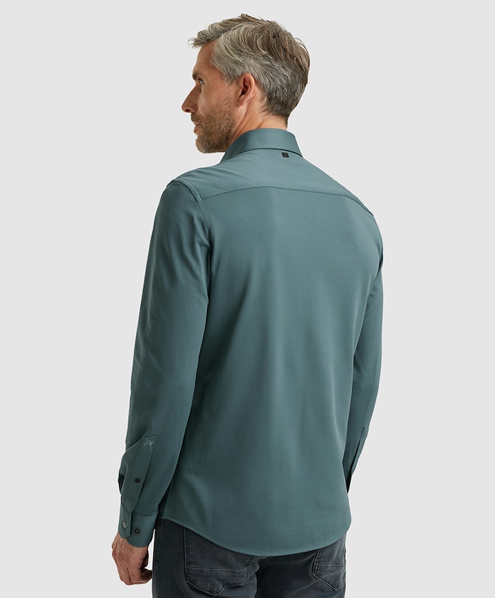 Heren overhemd lange mouw blauw