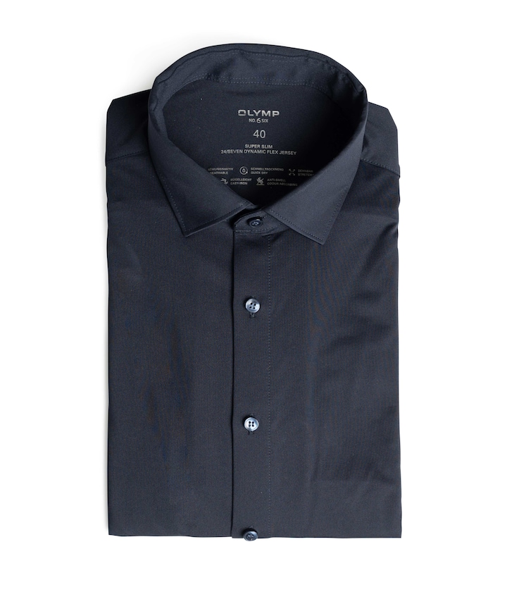 Heren overhemd lange mouw blauw