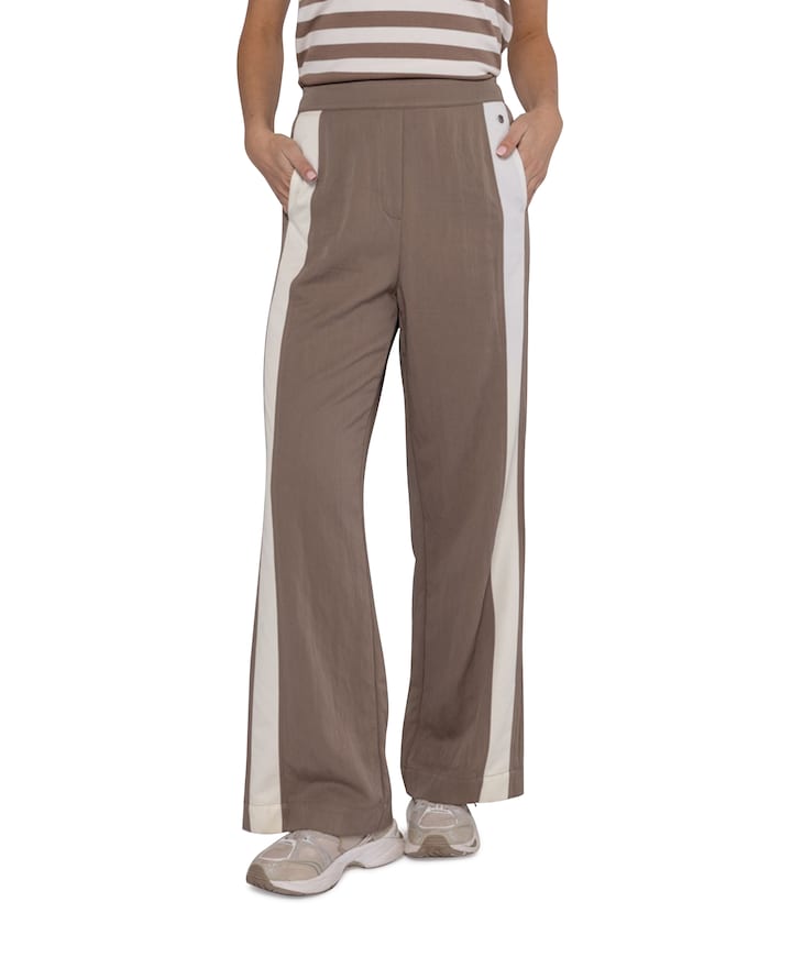 Pant contrast dames broek beige