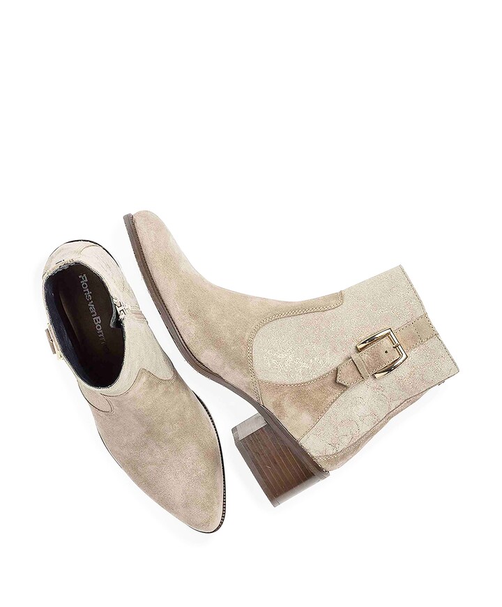 dames enkellaarzen beige