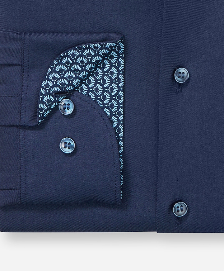 Heren overhemd lange mouw blauw