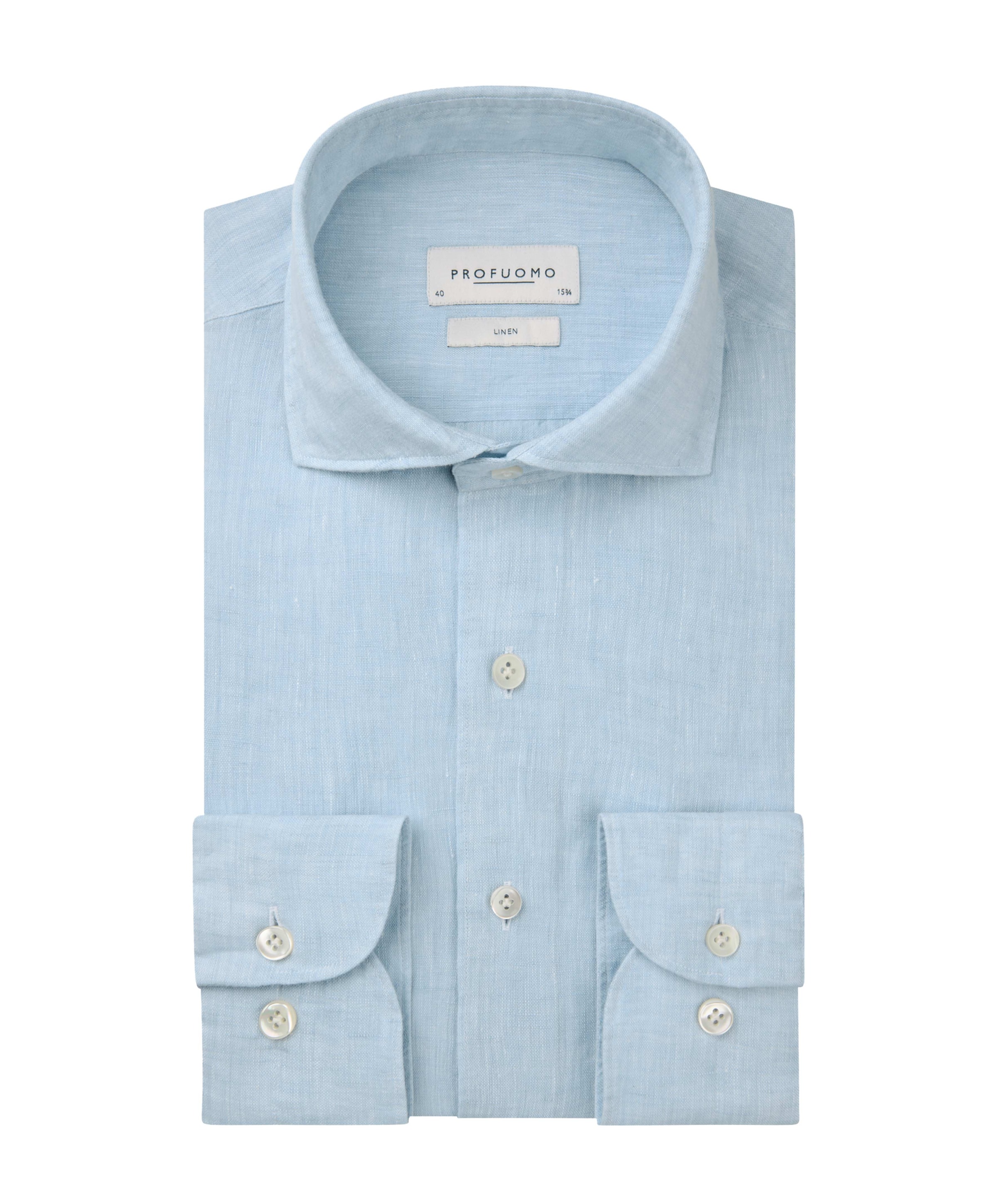 Heren overhemd lange mouw blauw