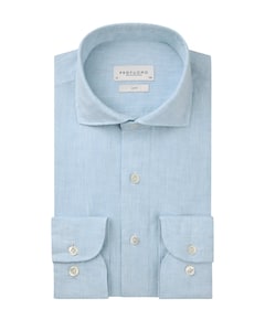 Heren overhemd lange mouw blauw