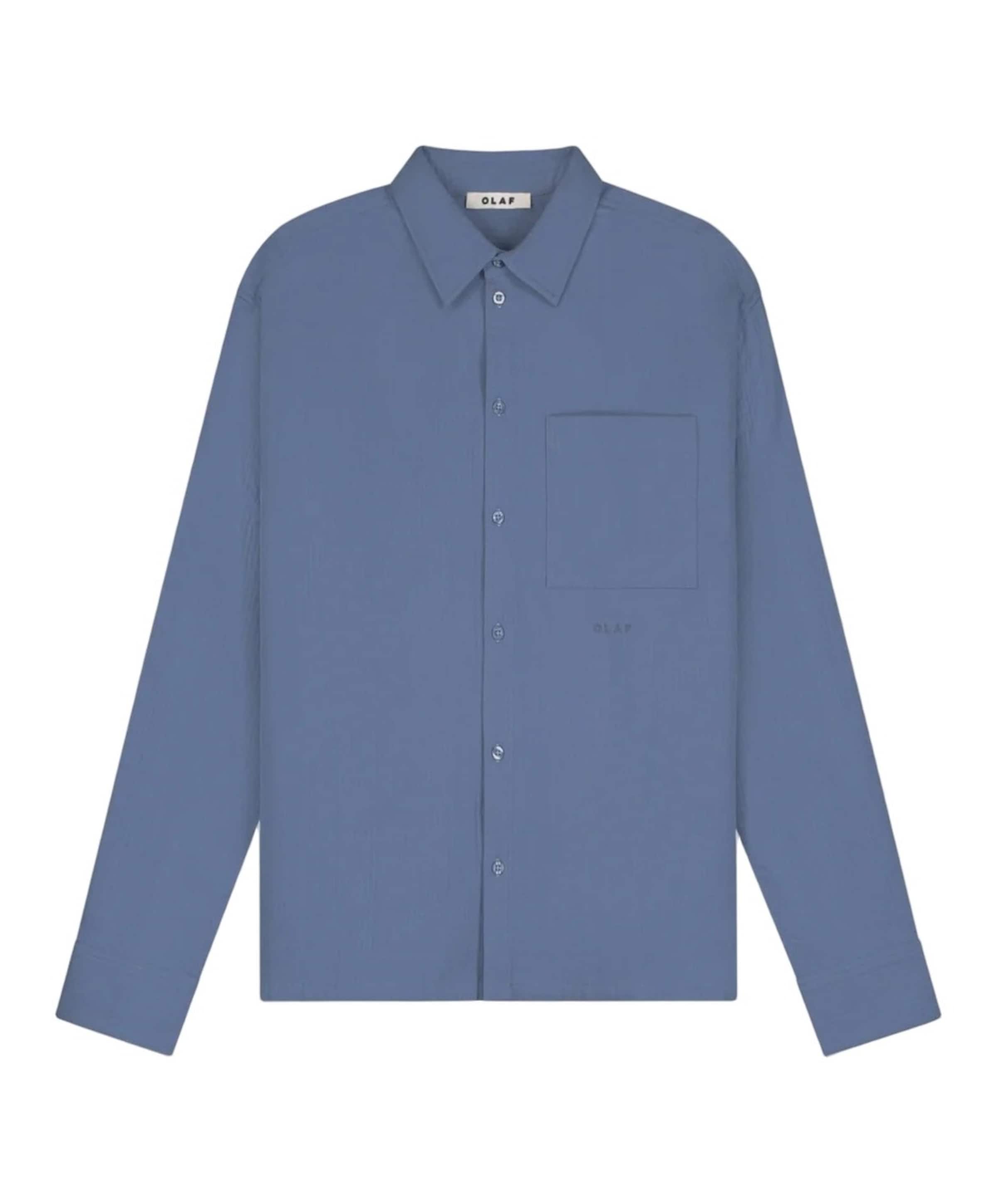Heren overhemd lange mouw blauw