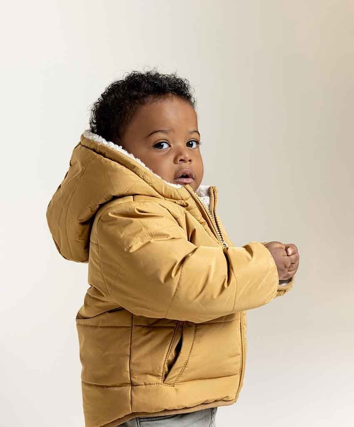 Jongens omkeerbare jas beige