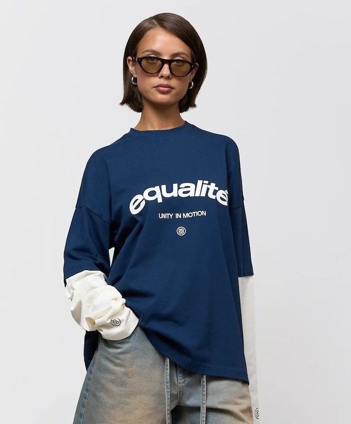 Uniseks longsleeve blauw