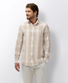 Heren overhemd lange mouw beige