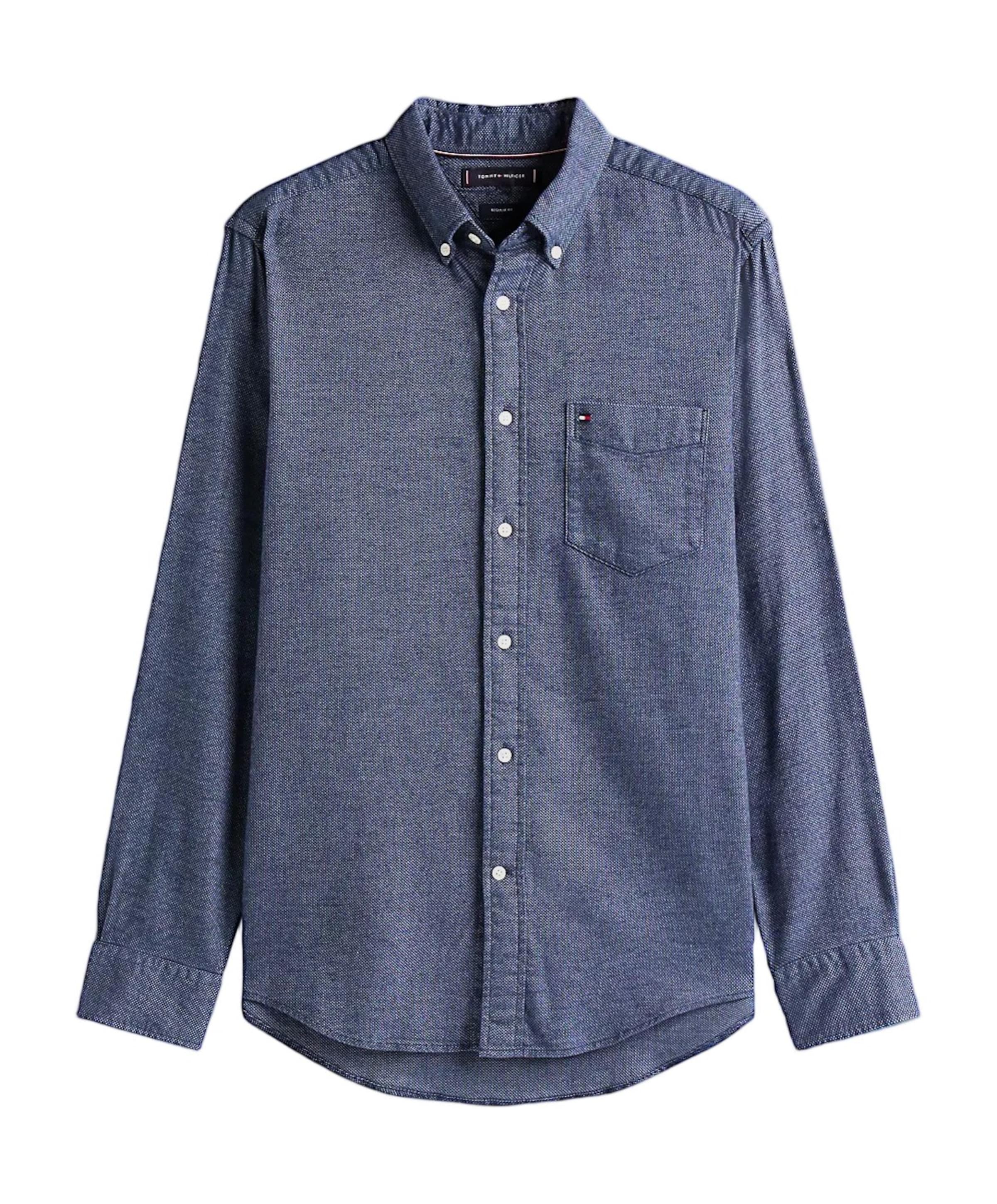 Heren overhemd lange mouw blauw