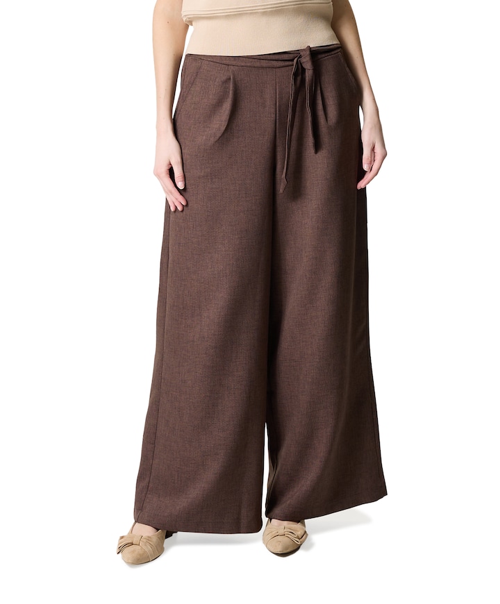 Pantalon wide leg dames broek bruin