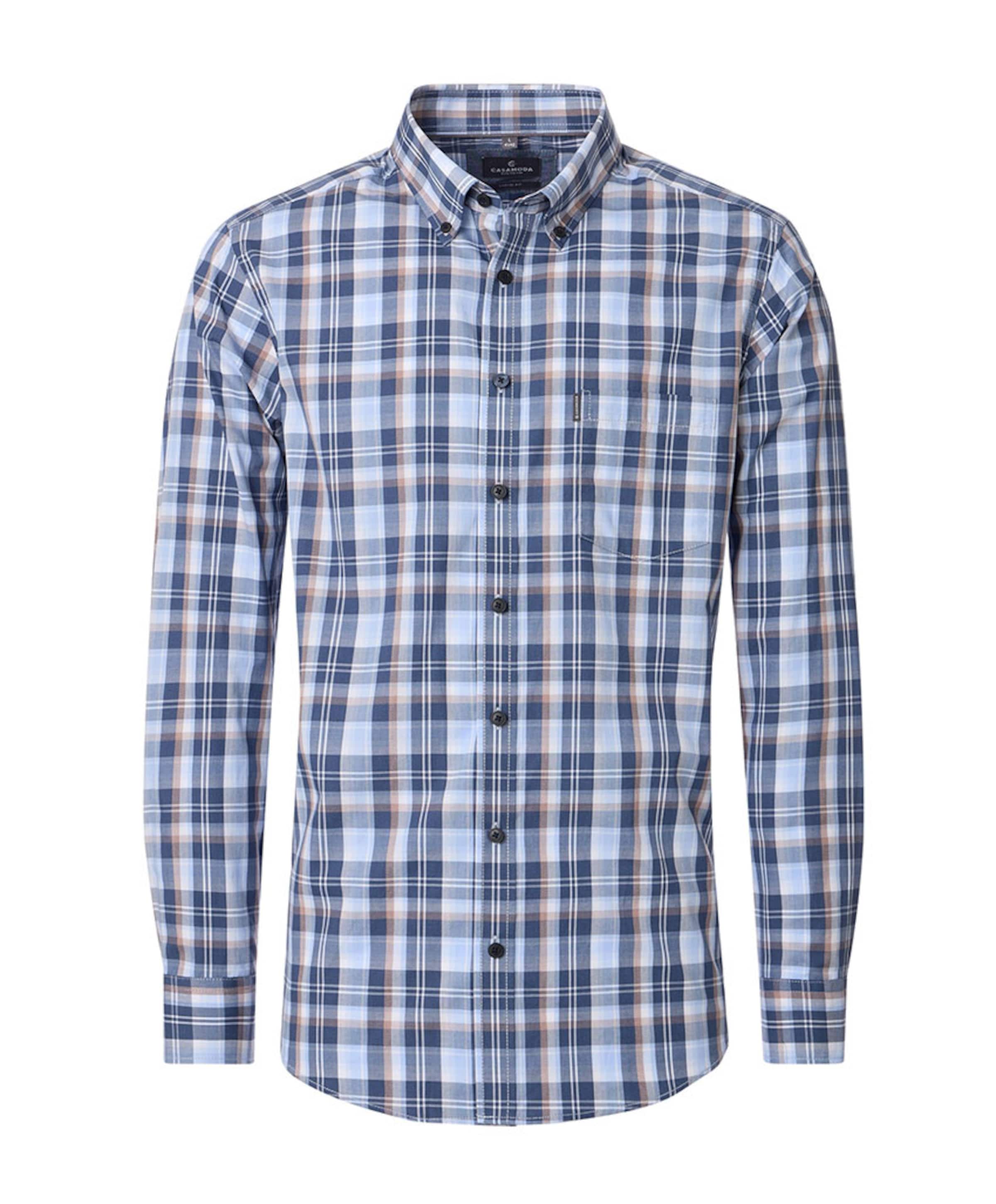 Heren overhemd lange mouw blauw