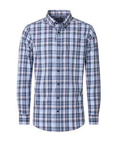 Heren overhemd lange mouw blauw