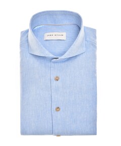 Heren overhemd lange mouw blauw