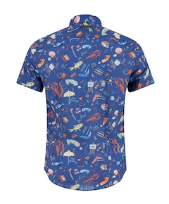 Heren overhemd korte mouw blauw