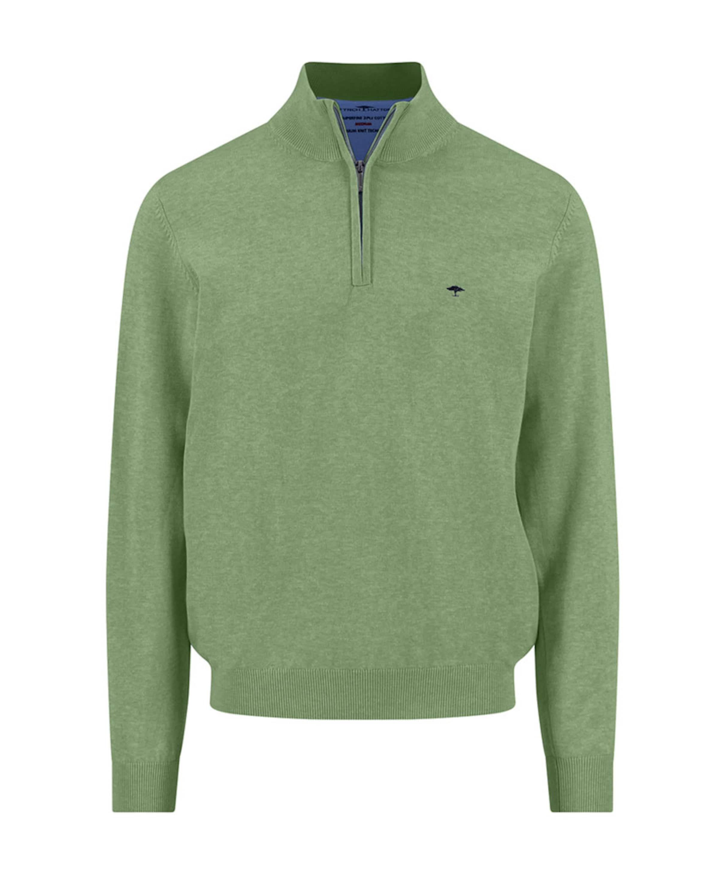 Heren trui met rits groen