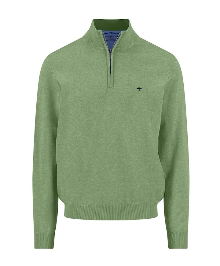 Heren trui met rits groen