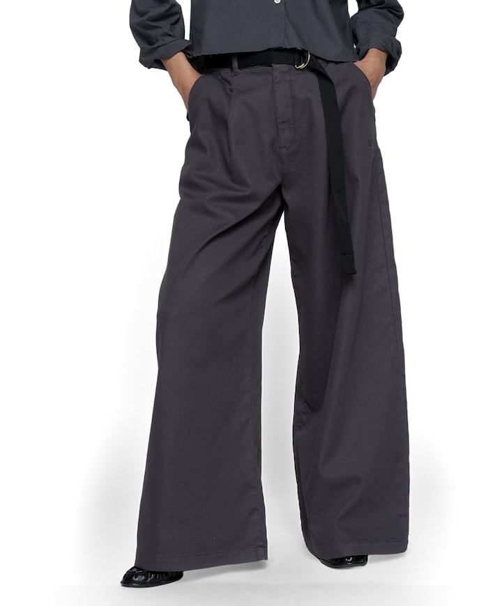 wide jog twill dames broek grijs