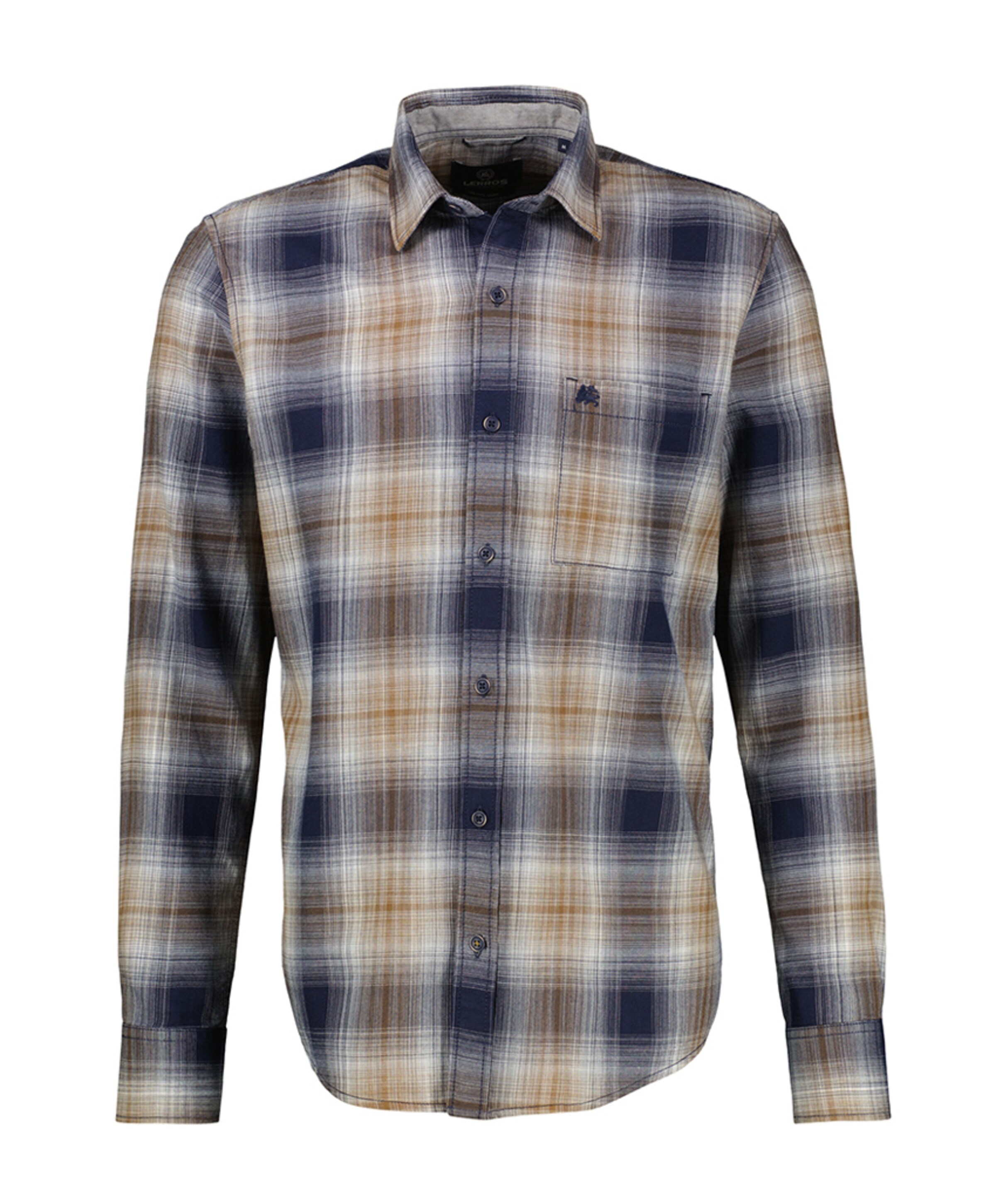 Heren overhemd lange mouw blauw