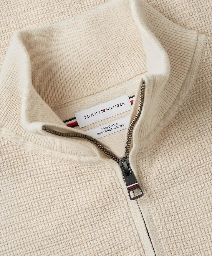 Heren trui met rits beige