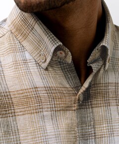 Heren overhemd lange mouw beige