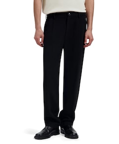 Regular Wool Pleated Pant heren pantalon zwart