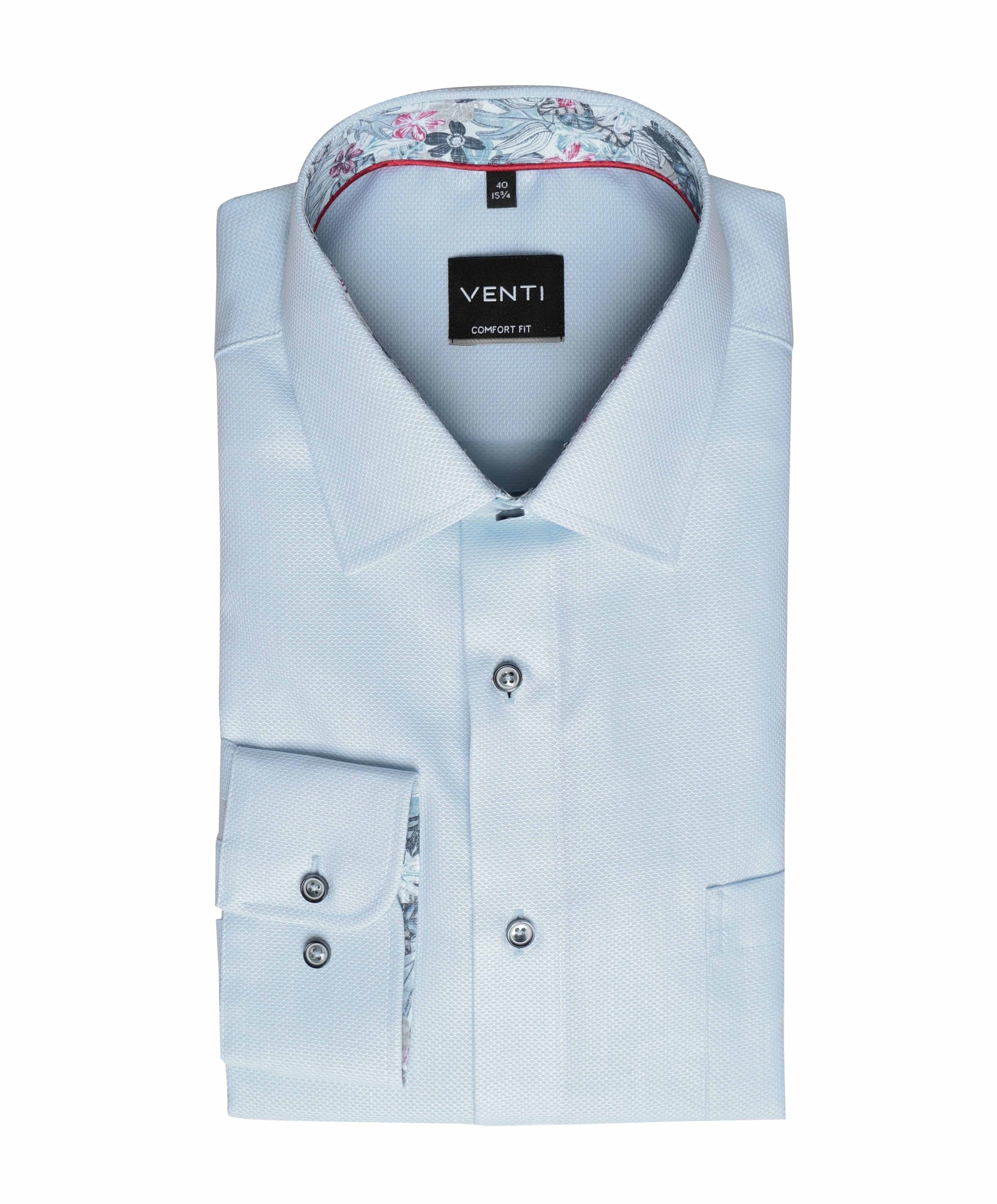 Heren overhemd lange mouw blauw