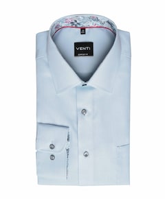 Heren overhemd lange mouw blauw