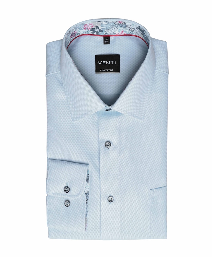 Heren overhemd lange mouw blauw