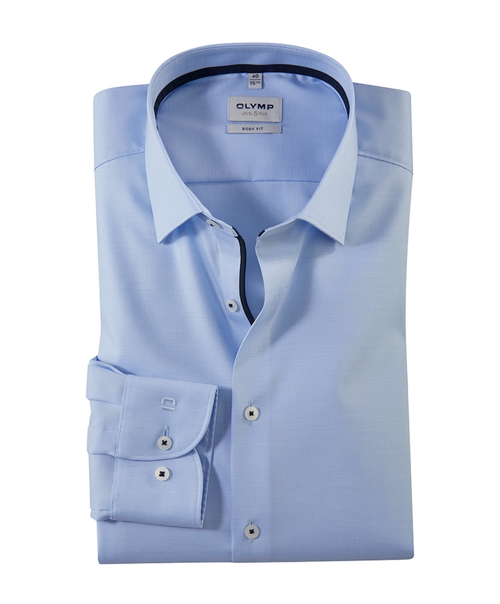 Heren overhemd lange mouw blauw