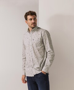 Heren overhemd lange mouw grijs