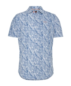Heren overhemd korte mouw blauw
